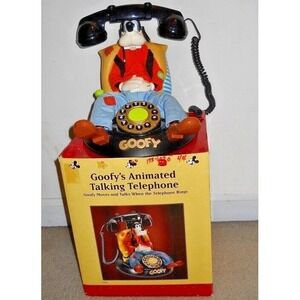 Vintage Disney GOOFY ANIMATED TALKING TELEPHONE by TELEMANIA with *ORIGINAL BOX*